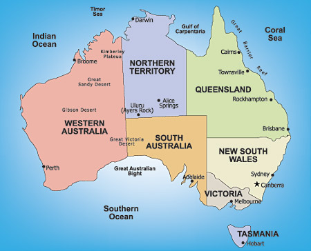 australia regions map