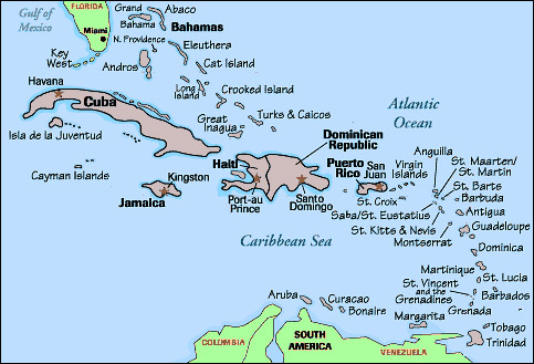 caribbean region map