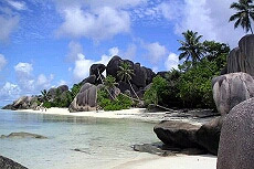 Granite boulders dot the Seychelles beaches