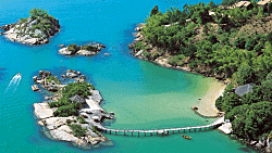 Aerial view of Ponta dos Ganchos and its private island