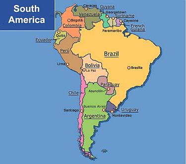 south america regions map